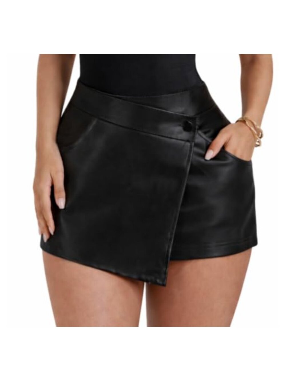 Faux Leather High Waist Shorts Zipper Lined Sexy Party Clubwear